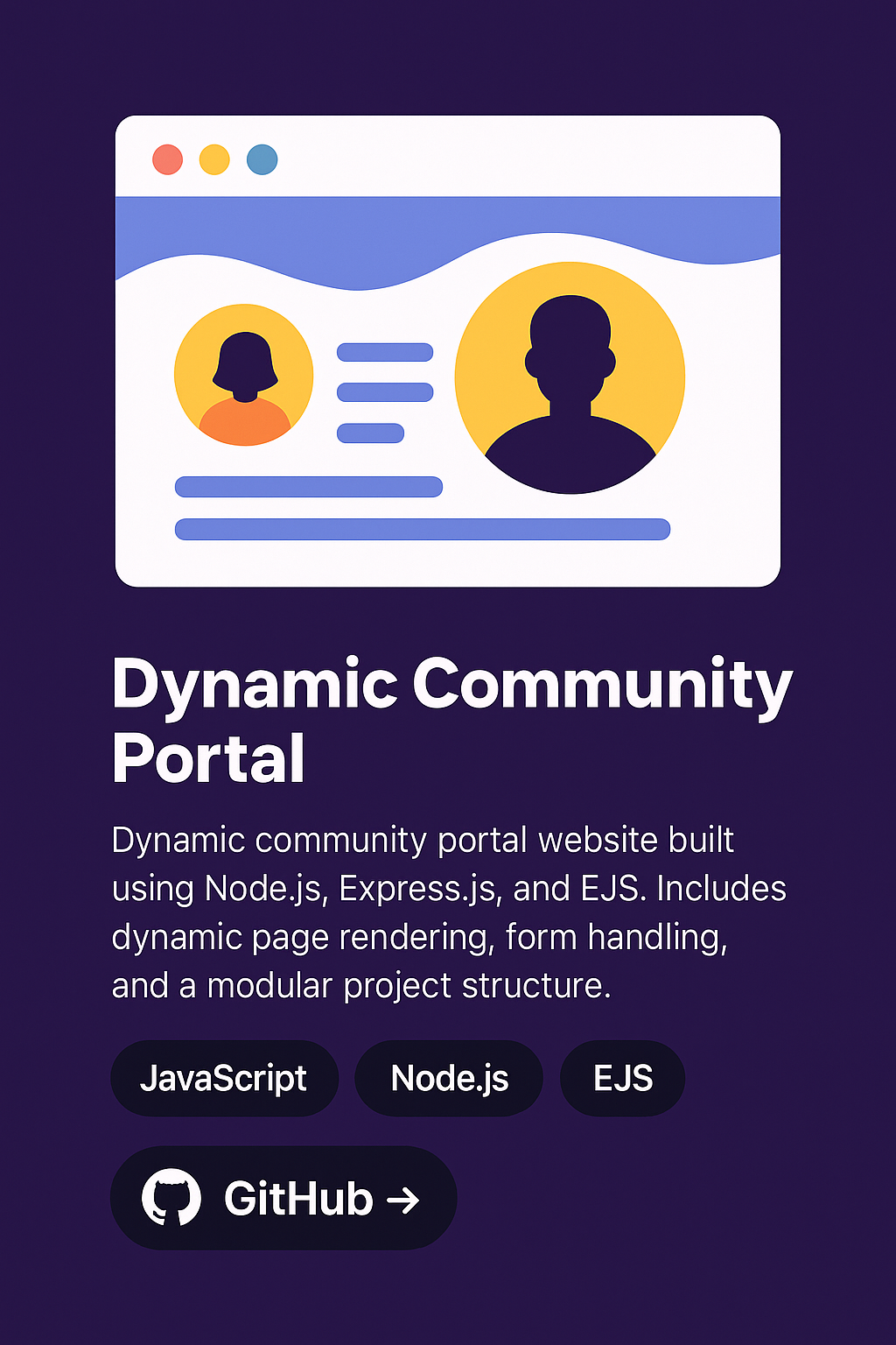 Dynamic Community Portal using Node.js, Express, EJS